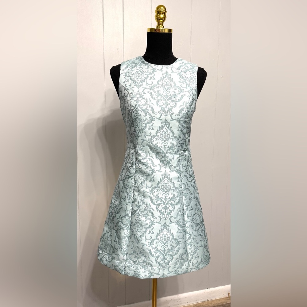 #13) NWT Sleeveless Mint Damask A-Line Midi Dress with Heart Back with Beads